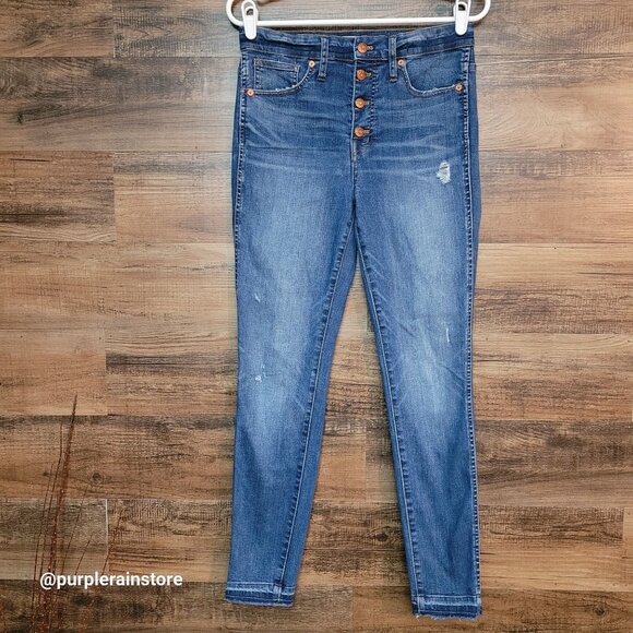 Madewell Jeans 28 Button Fly Skinny 10" High Rise Rosecliff Wash H6319 Stretch - Picture 1 of 12